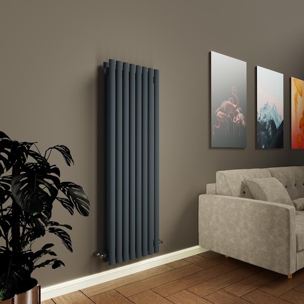 The Heating Co. Athena anthracite double vertical oval radiator