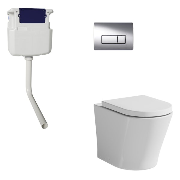 Mode Tate rimless back to wall toilet with soft close seat, concealed cistern and push plate