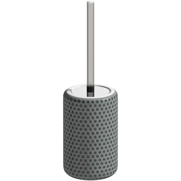 Accents grey polka dot toilet brush holder