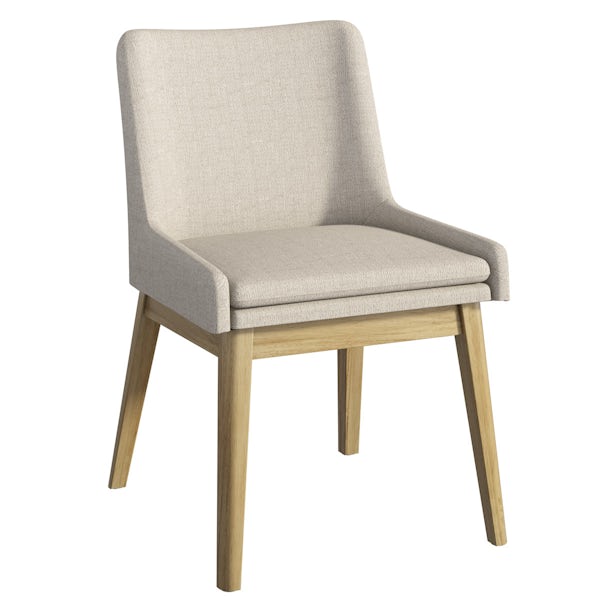 Lincoln Oak and Beige Pair of Dining Chairs