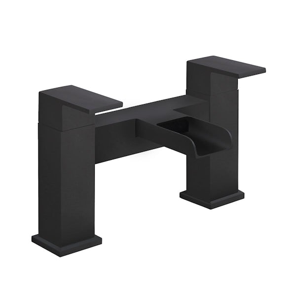 Orchard Derwent black waterfall basin and bath mixer tap pack