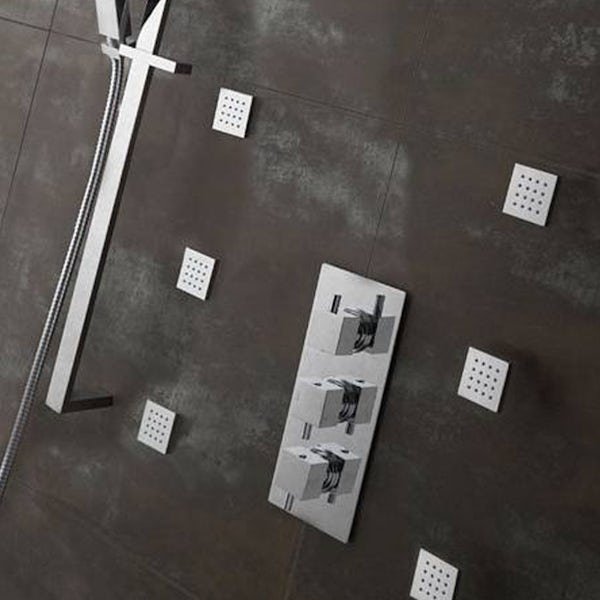 Mode Cooper twin thermostatic shower set with body jets and risker kit