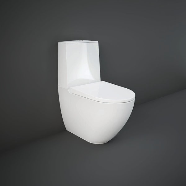 RAK Des rimless close coupled toilet with touchless flushing and soft close seat pack