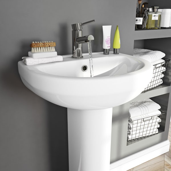 Orchard Wharfe bathroom suite with left handed L shaped shower bath 1700 x 850