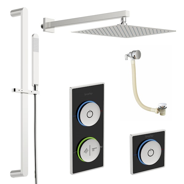 SmarTap & Mode complete rimless suite with straight bath with smart shower and bath filler, taps and wastes