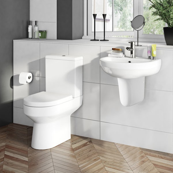 Orchard Wharfe cloakroom suite with semi pedestal basin 550mm