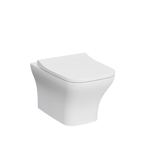 VitrA Ava square rimless wall hung toilet and soft close seat