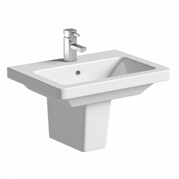 Mode Cooper cloakroom suite with semi pedestal basin 550mm with tap and waste