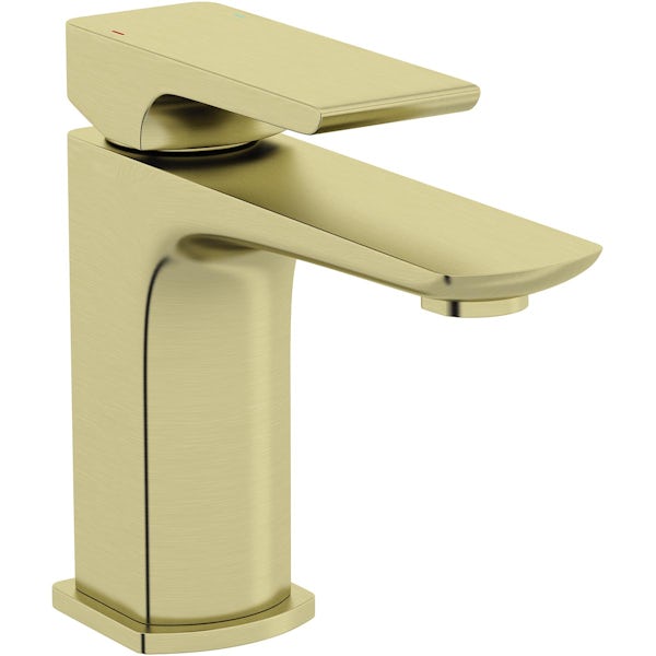 Mode Deacon brushed brass basin mixer tap with waste