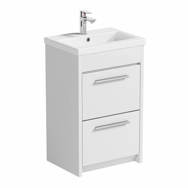 Clarity close coupled toilet and white vanity unit suite 510mm