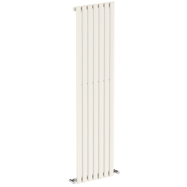 Mode Tate white single vertical radiator 1600 x 406 with angled valves