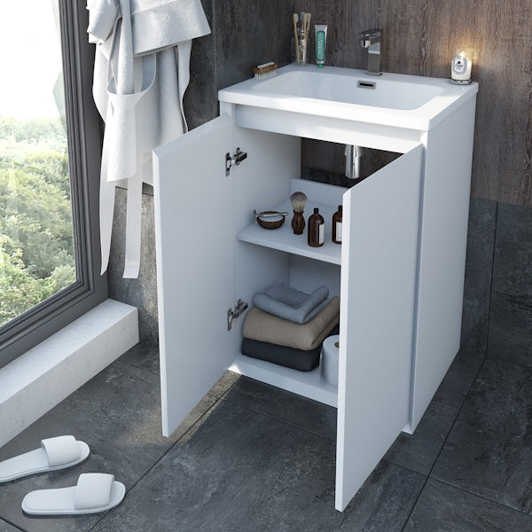 Mode Larsen white gloss floorstanding vanity unit and basin 600mm