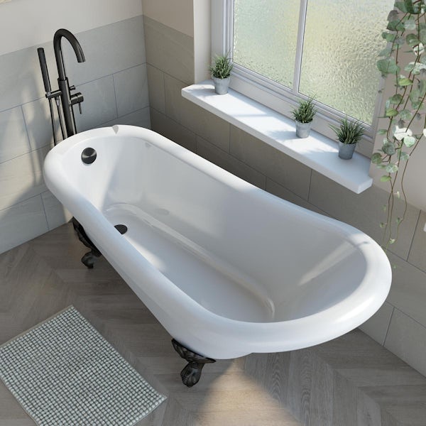 Orchard Traditional single ended slipper bath with matt black ball and claw feet