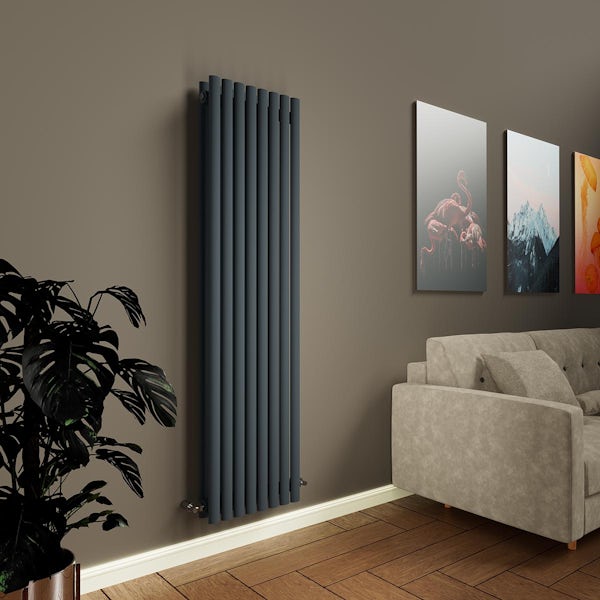The Heating Co. Athena anthracite double vertical oval radiator