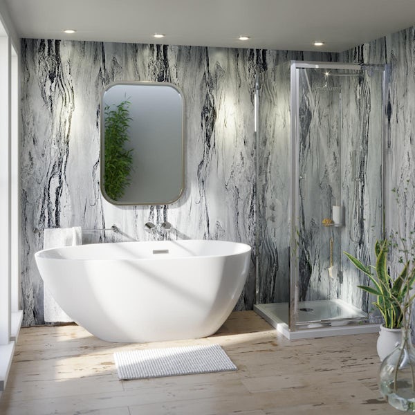Showerwall MDF grey volterra texture shower wall panel 2440 x 900