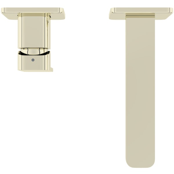 Mode Spencer square wall mounted gold bath mixer tap offer pack