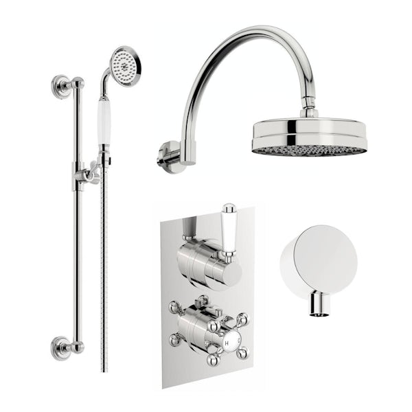Orchard Winchester traditional twin thermostatic shower set with sliding rail and wall shower head