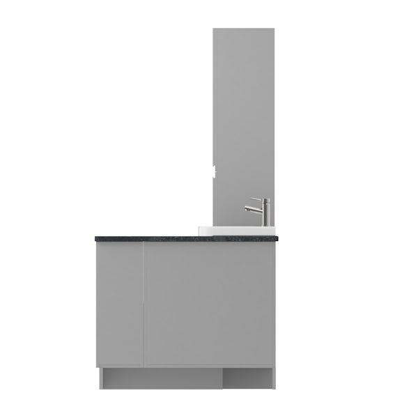 Orchard Wharfe slate matt grey corner large drawer fitted furniture pack with black worktop
