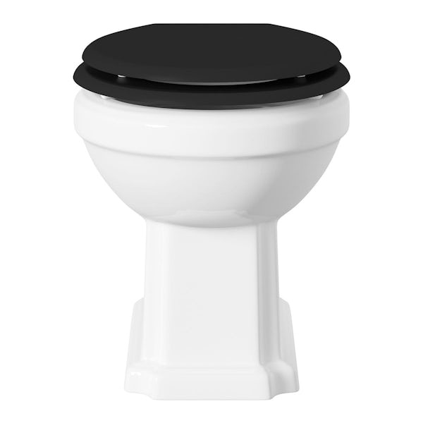 The Bath Co. Dulwich back to wall toilet with black wooden soft close seat