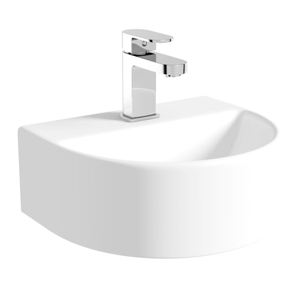 Compact Round close coupled toilet and Pichola wall hung basin cloakroom set