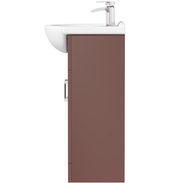 Orchard Lea tuscan red floorstanding vanity unit and ceramic basin 650mm