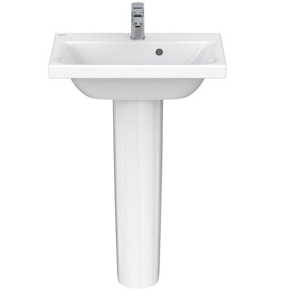 Ideal Standard Concept Space cloakroom suite with full pedestal bathroom basin 550mm