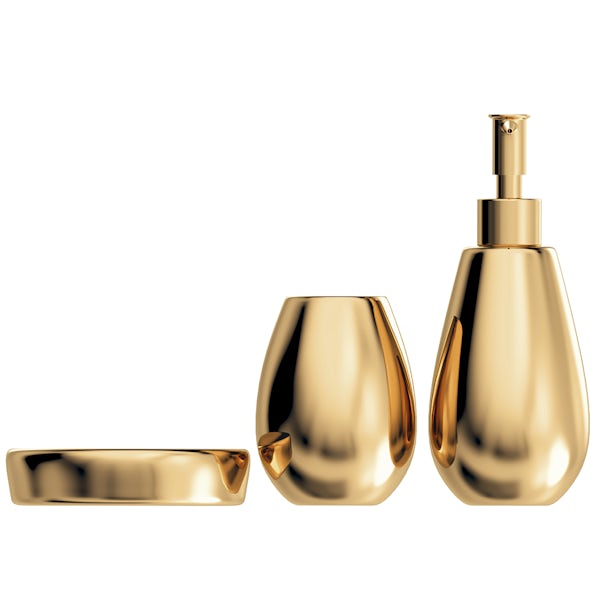 Accents Magpie gold 3pc bathroom accessory set