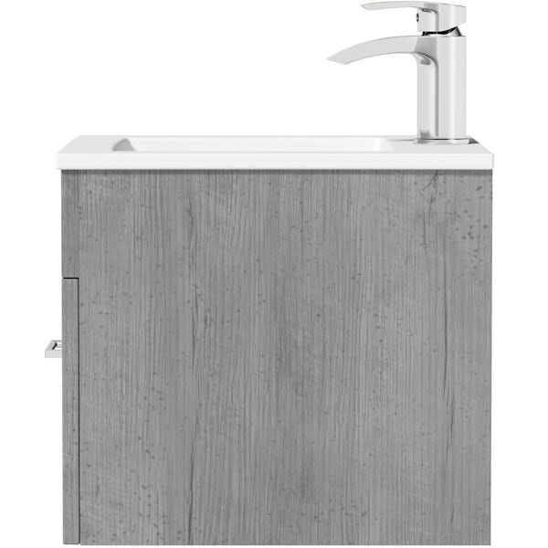 Orchard Lea concrete wall hung vanity unit and ceramic basin 420mm
