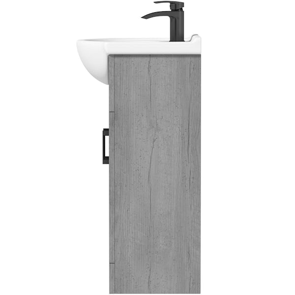 Orchard Lea concrete floorstanding vanity unit with black handle and ceramic basin 550mm