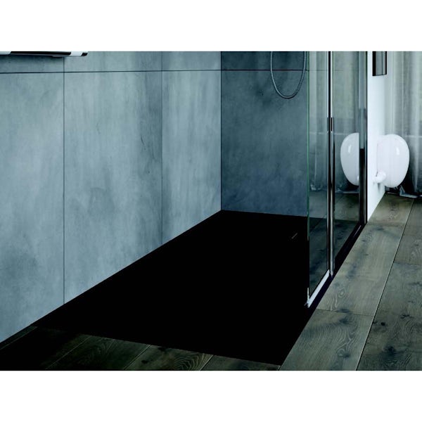 AKW Onyx black square shower tray 800 x 800