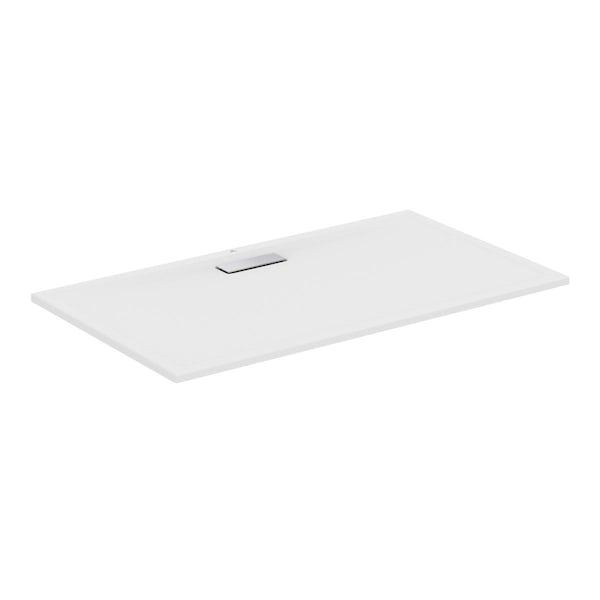 Ideal Standard Ultraflat 1400 x 800mm rectangular shower tray in silk white with waste