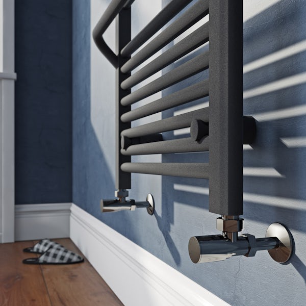 Mode Rohe anthracite grey heated towel rail with hangers