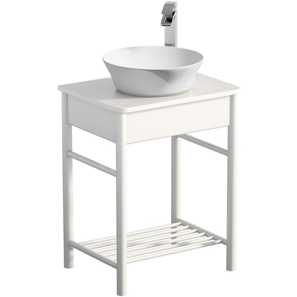 Mode South Bank white washstand with Bowery basin, tap and waste