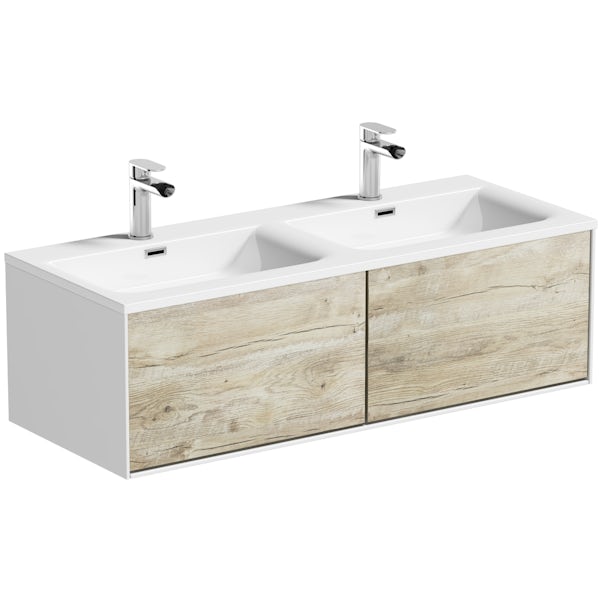 Mode Burton white and rustic freestanding bath suite 1500 x 780