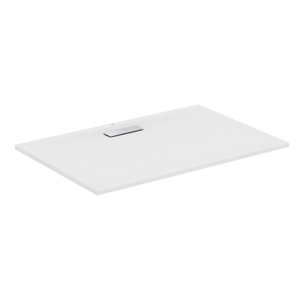 Ideal Standard Ultraflat 1200 x 800mm rectangular shower tray in silk white with waste