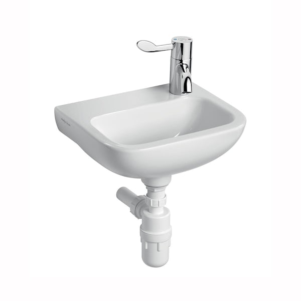 Armitage Shanks Contour 21 1 tap hole wall hung handrinse basin 370mm no overflow - right hand