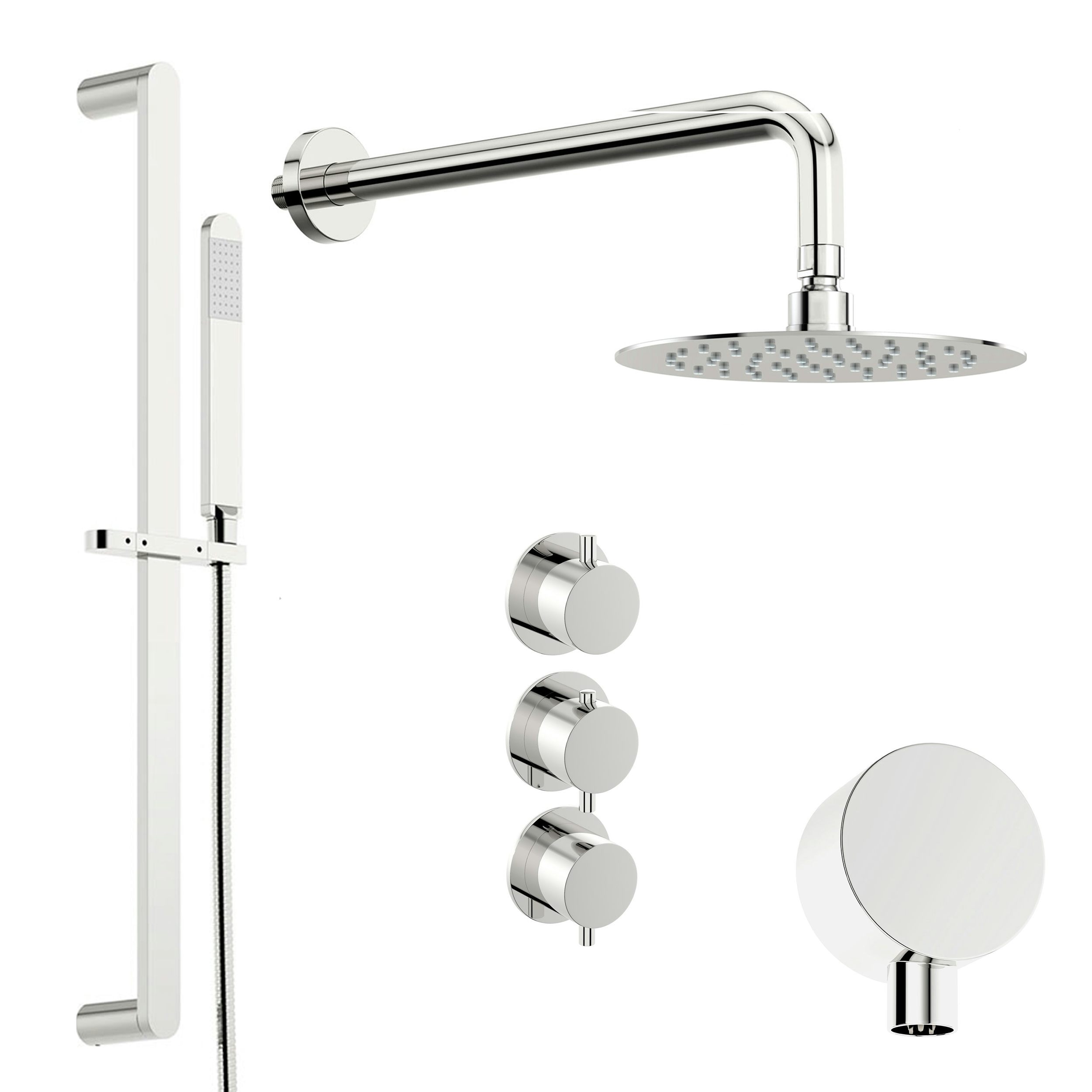 Mode Hardy thermostatic shower valve with slider rail and wall shower set 400mm