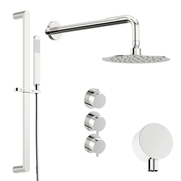 Mode Hardy thermostatic shower valve with slider rail and wall shower set