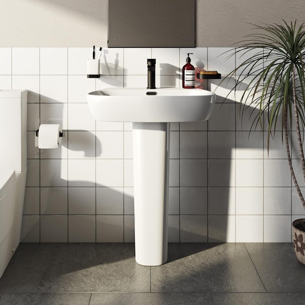 Mode Foster black basin mixer tap with waste