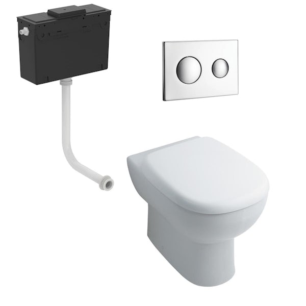 Ideal Standard Jasper Morrison back to wall toilet with slow close seat, pneumatic cistern and round flush plate