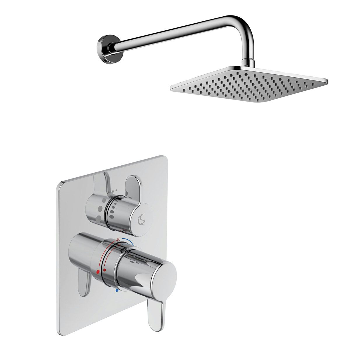Ideal Standard Concept Freedom square concealed thermostatic mixer shower with ceiling arm