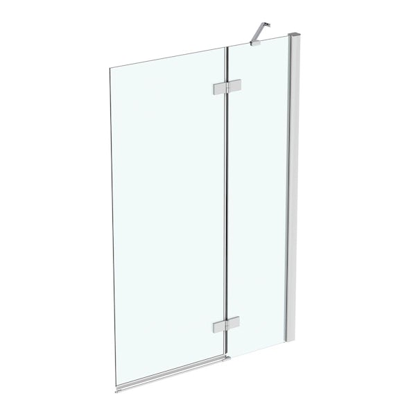 Ideal Standard i.life 2 panel right hand bathscreen with Idealclean clear glass in bright silver