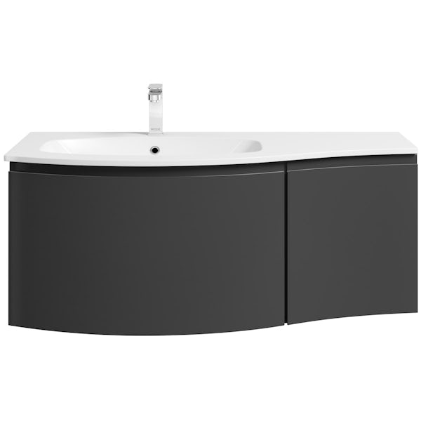 Mode Harrison slate gloss grey left handed wall hung vanity unit and basin 1000mm