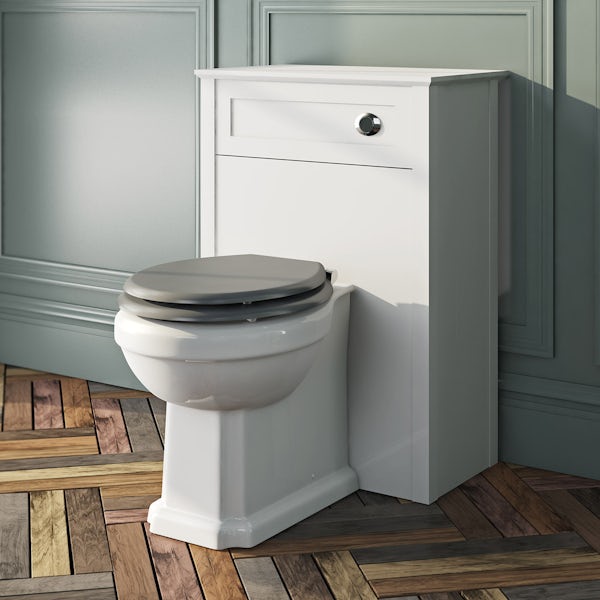 The Bath Co. Camberley back to wall toilet with satin grey soft close seat