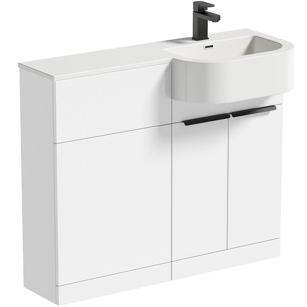 Mode Taw P shape gloss white right handed combination unit with black handles