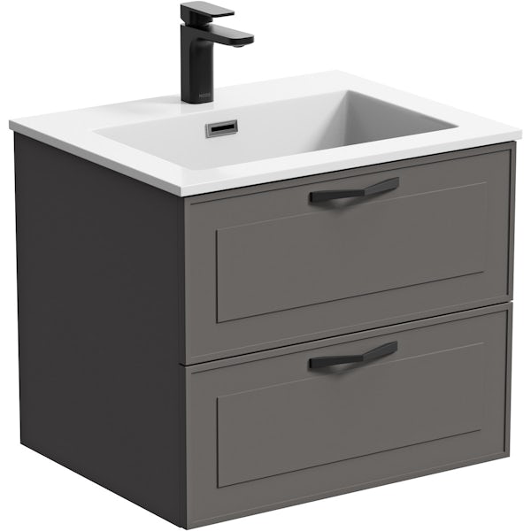 Mode Meier grey wall hung vanity unit and basin 600mm