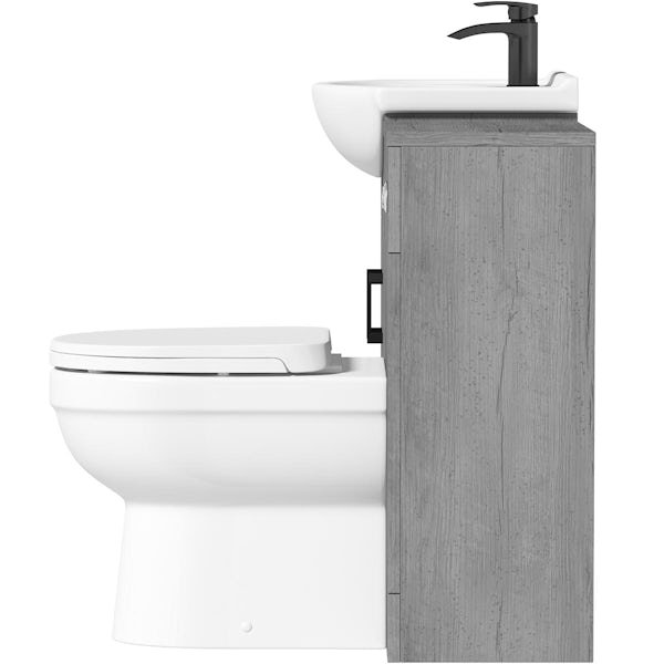 Orchard Lea concrete 1060mm combination with black handle and Eden back to wall toilet with seat