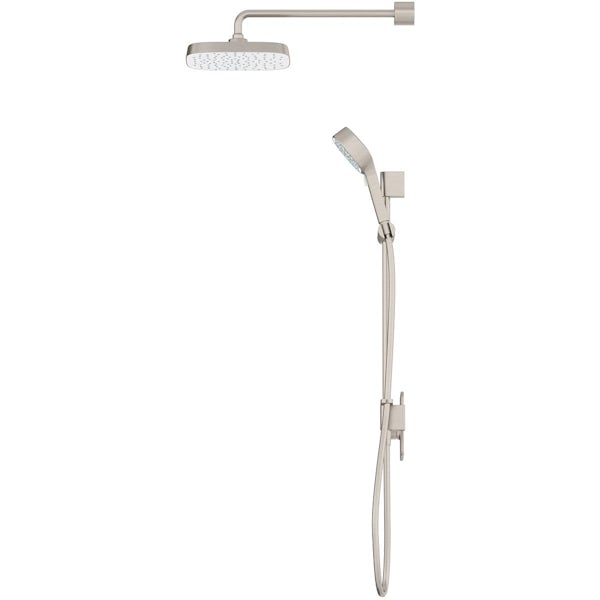 Mira Evoco triple brushed nickel thermostatic concealed mixer shower set with bathfill