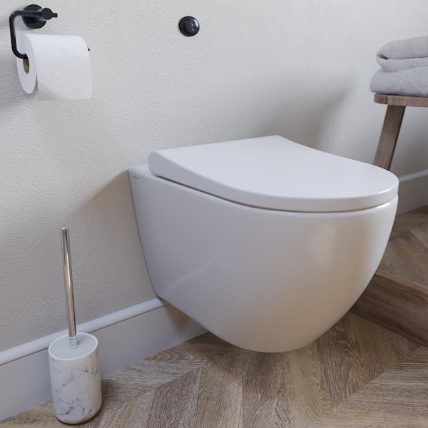 VitrA Ava round rimless wall hung toilet and soft close seat