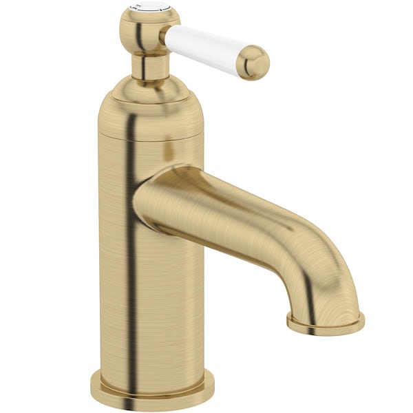 The Bath Co. Aylesford Vintage brushed brass mono basin mixer tap with waste